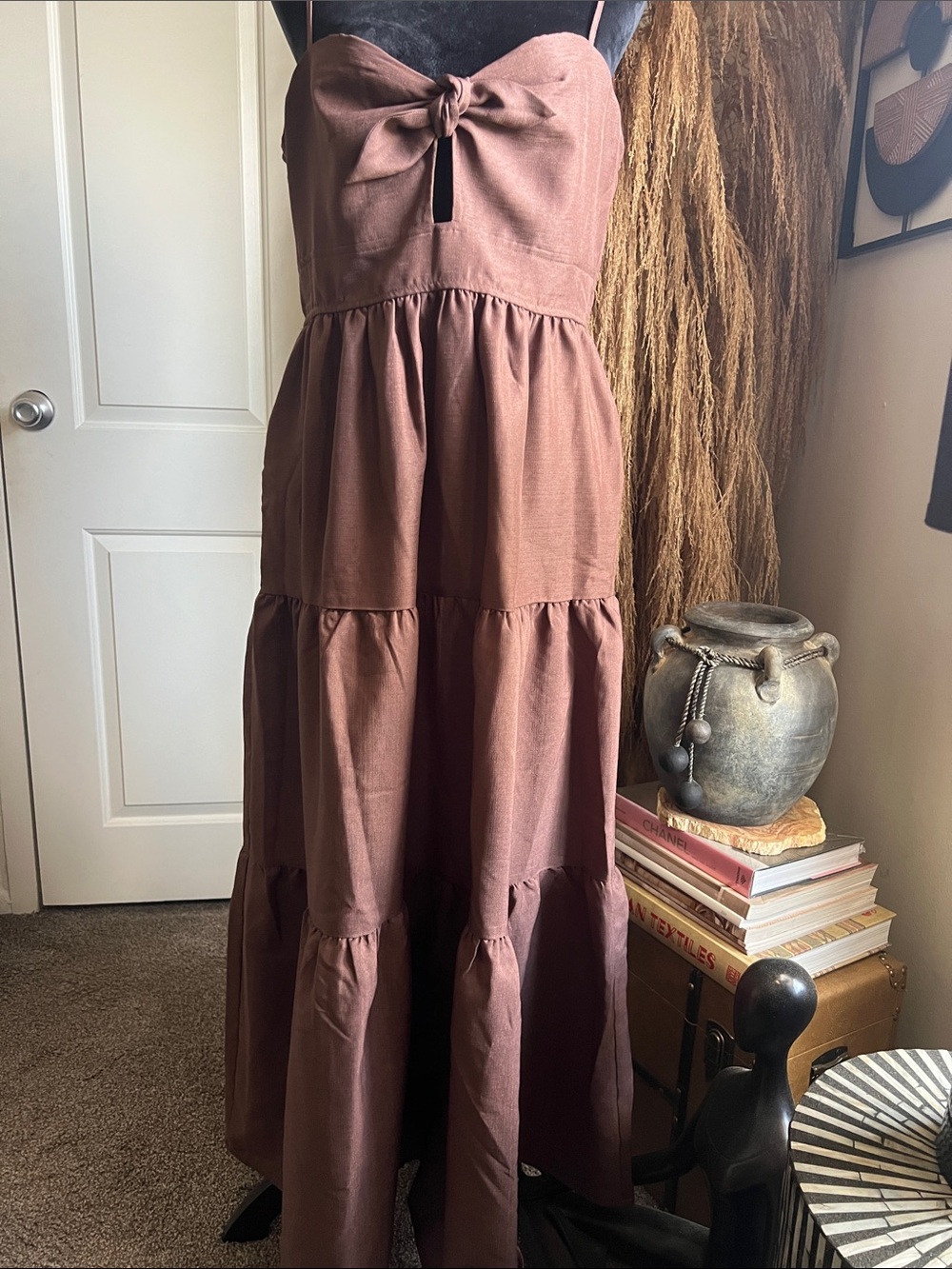 Harriet Tie front Tiered Maxi Dress